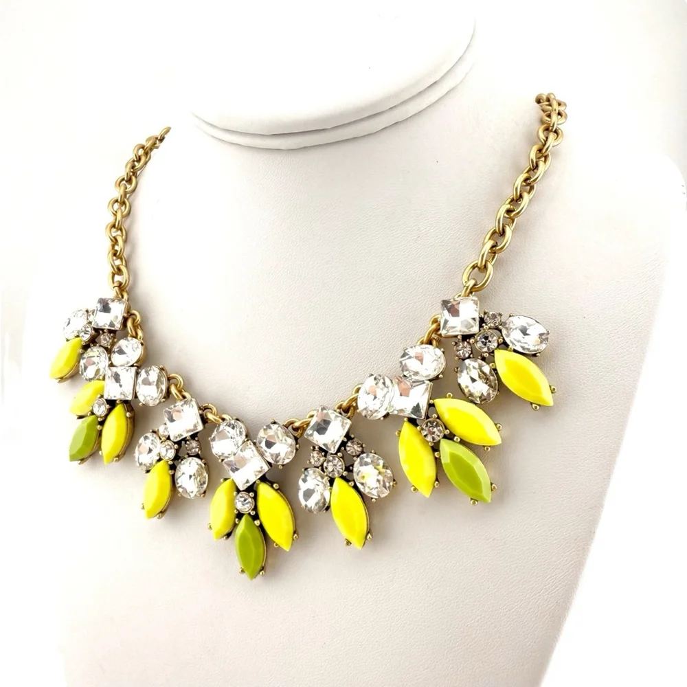 J Crew Necklace in Yellow, Pale Green & White